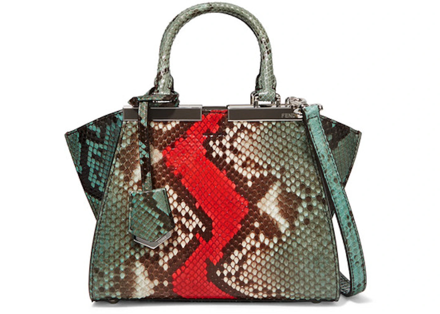 Fendi 3Jours Python Small Green Red