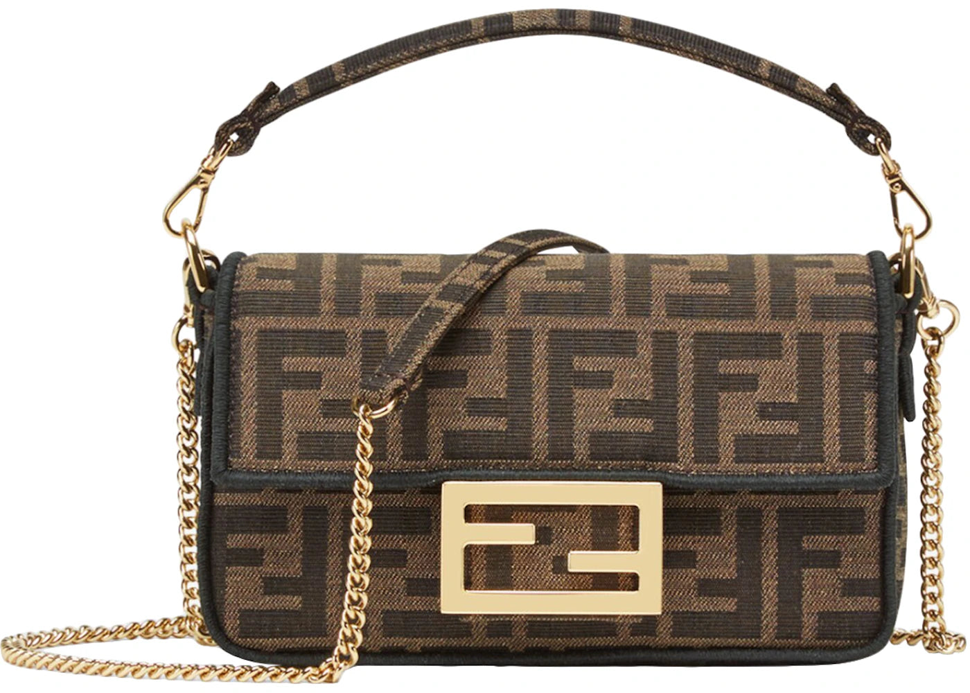 Fendi Baguette Mini Jacquard FF Fabric Bag Brown