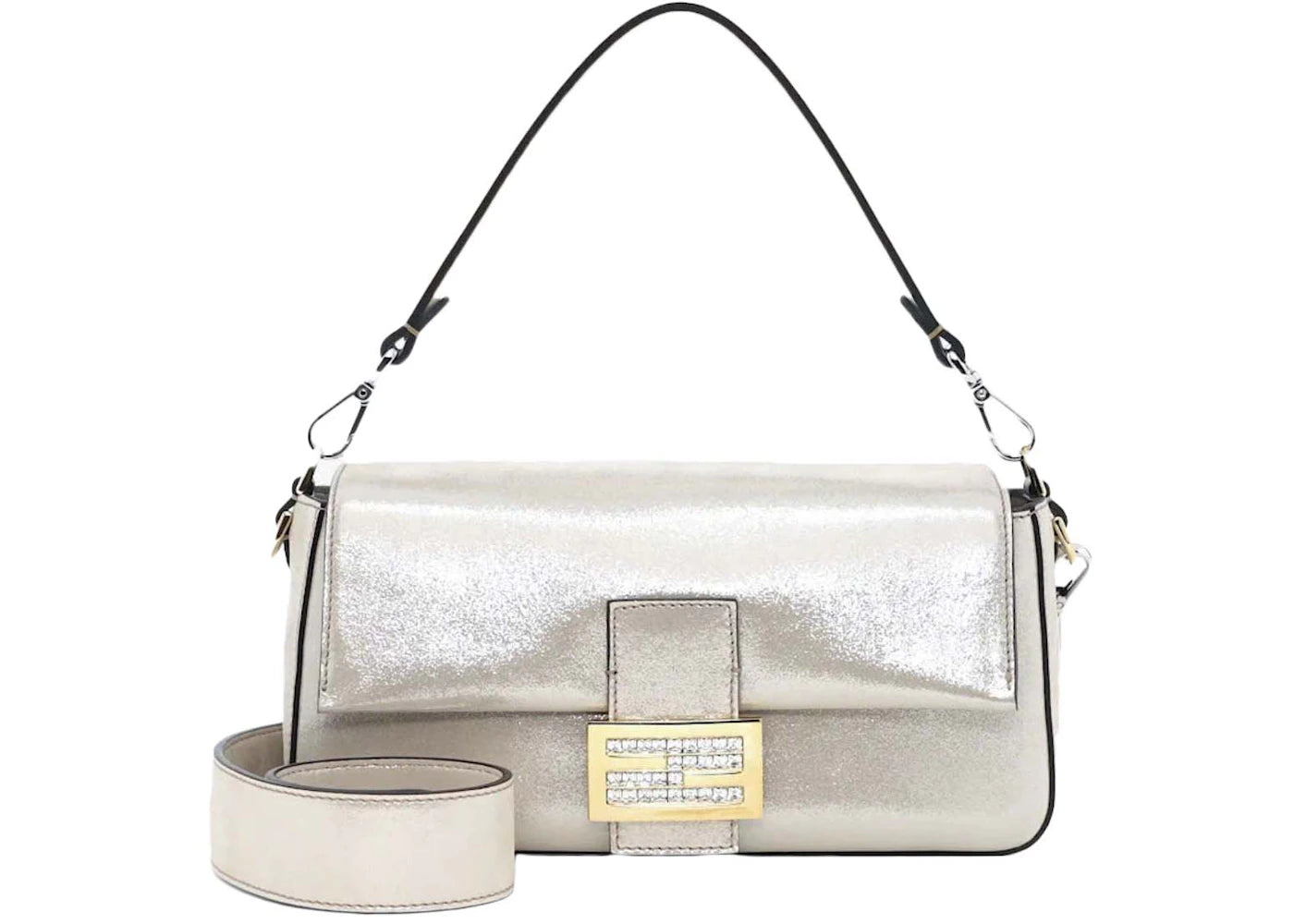 Fendi Baguette Re-Edition in Platinum-Color Leather Ivory