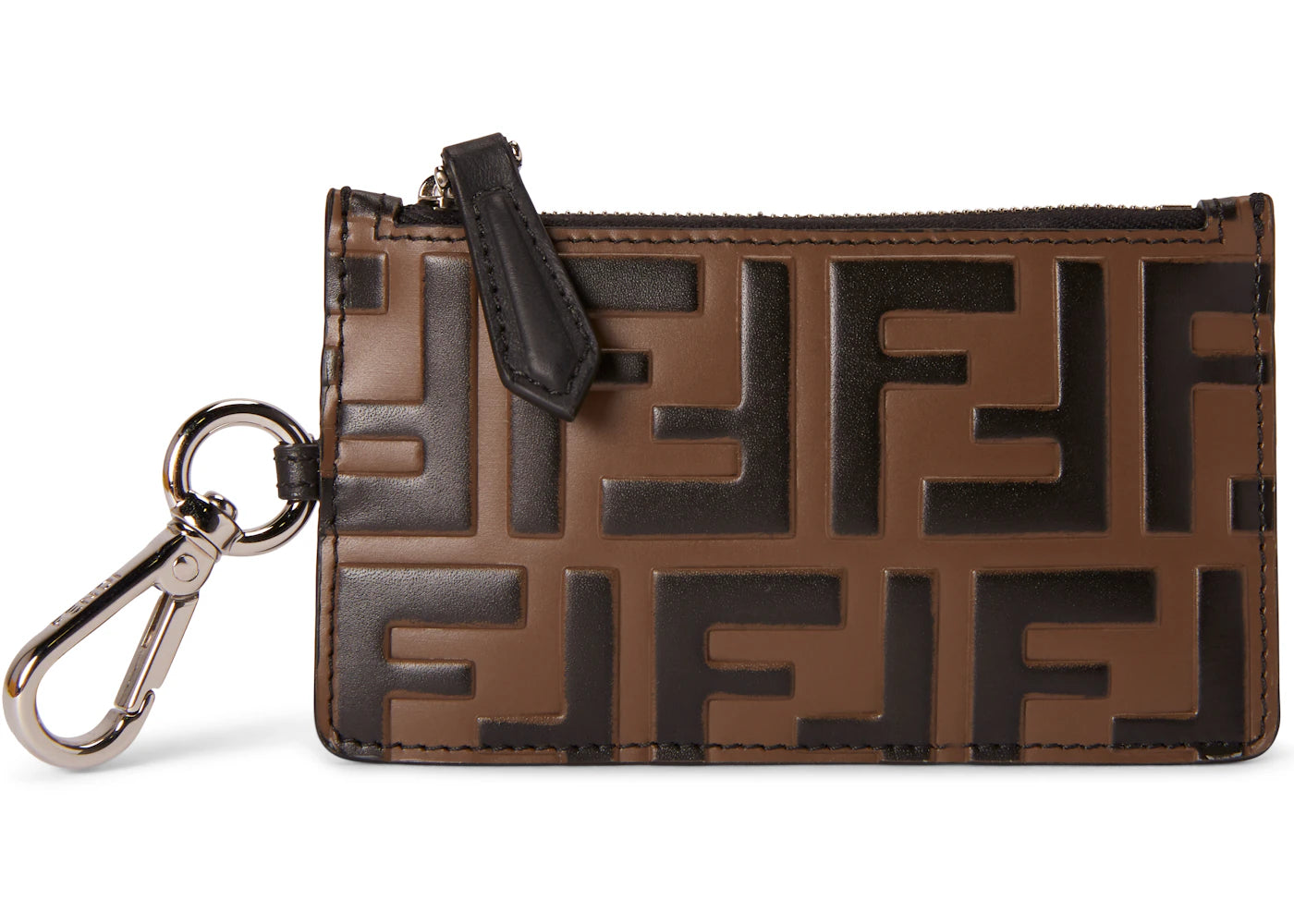 Fendi Coin Purse Zucca Calfskin Tobacco Black