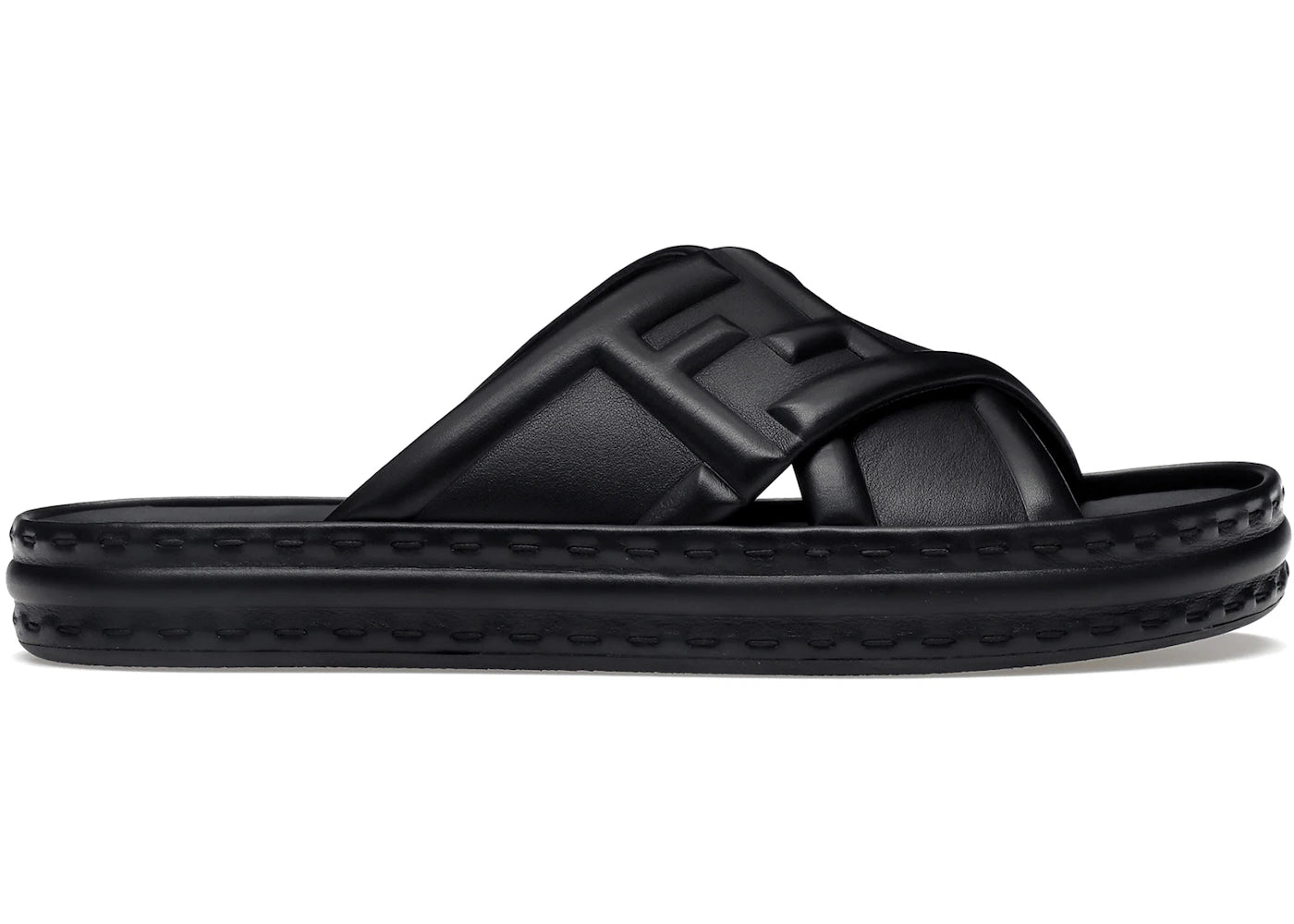 Fendi Crossover Band Sandal Black Embossed Macro FF Motif