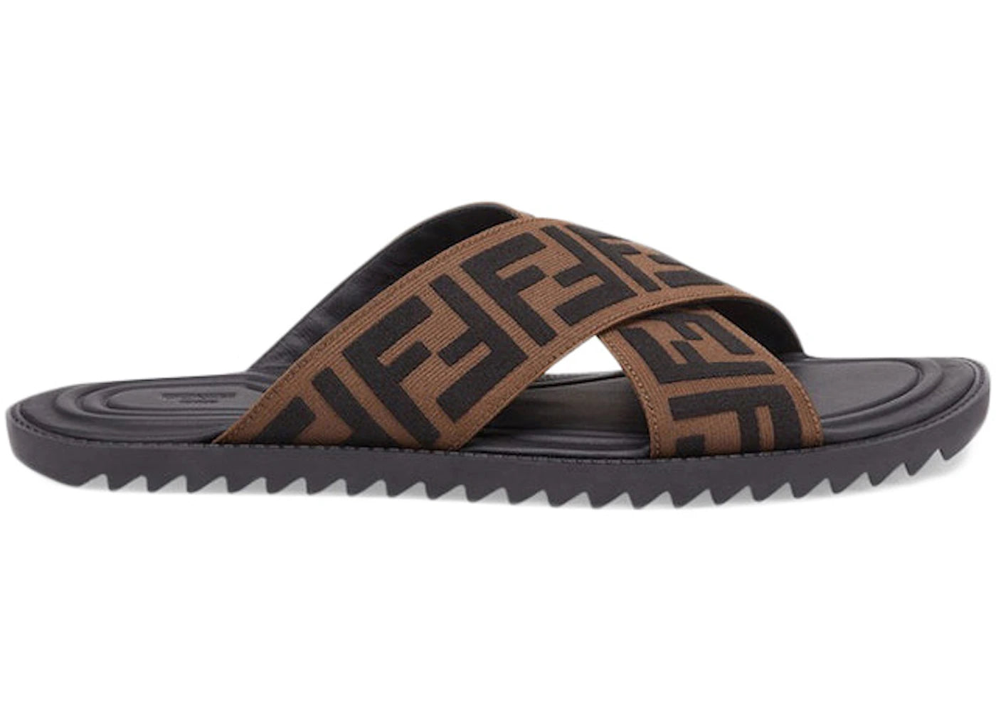 Fendi FF Cross Band Slide Black Brown