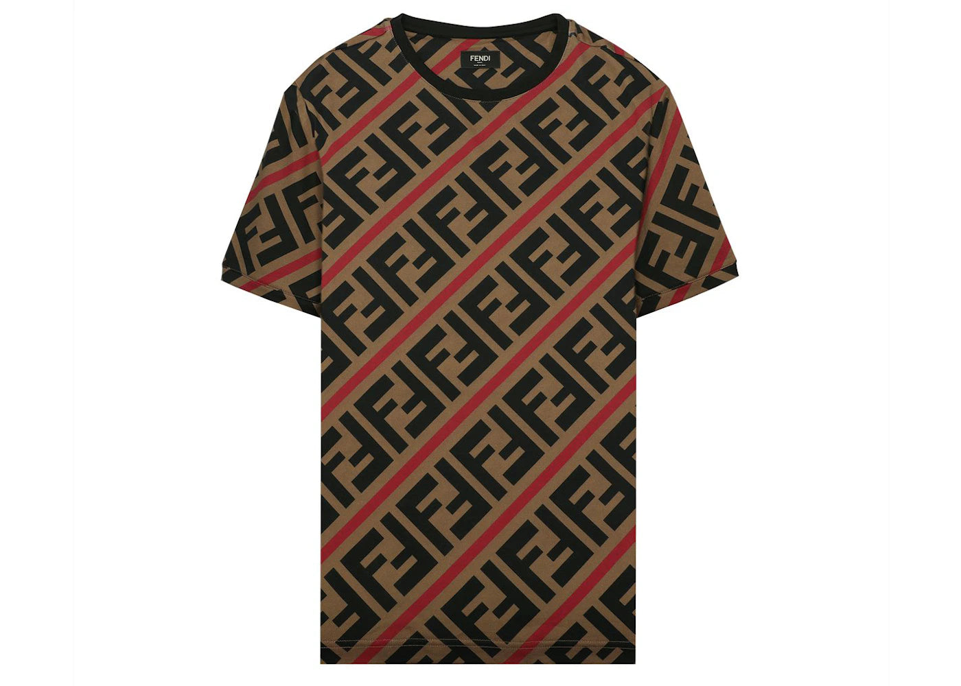 Fendi FF Monogram Printed T-shirt Brown/Red