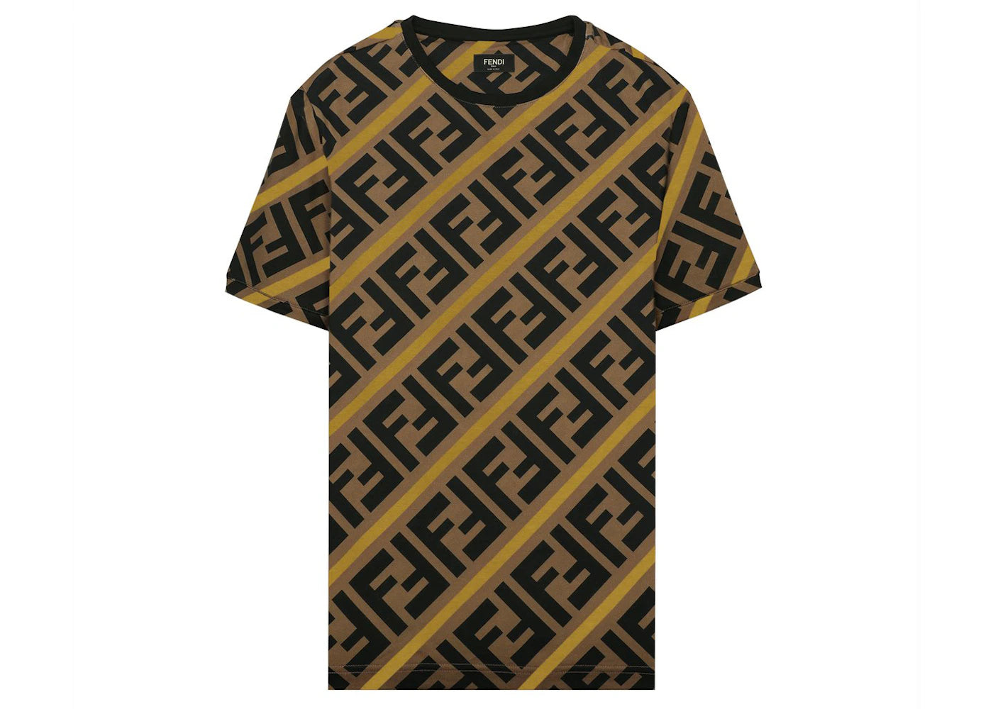 Fendi FF Monogram Printed T-shirt Brown/Yellow