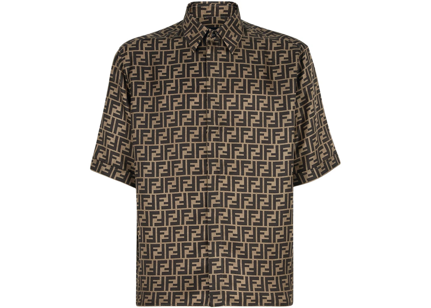 Fendi FF Motif Silk Shirt Brown/Tobacco