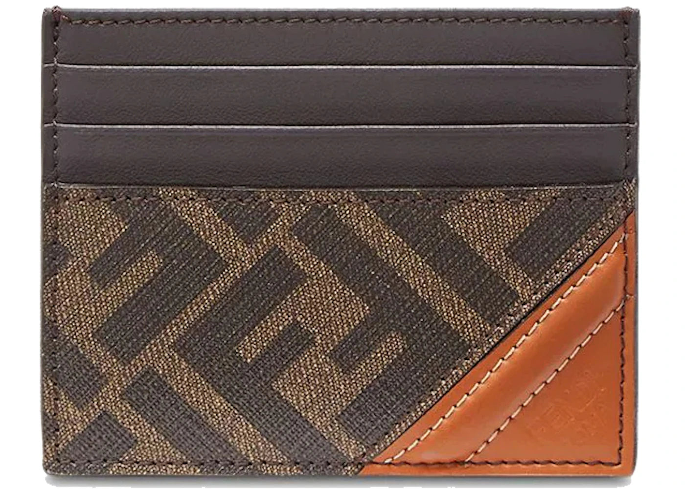 Fendi FF Panelled Card Holder Brown