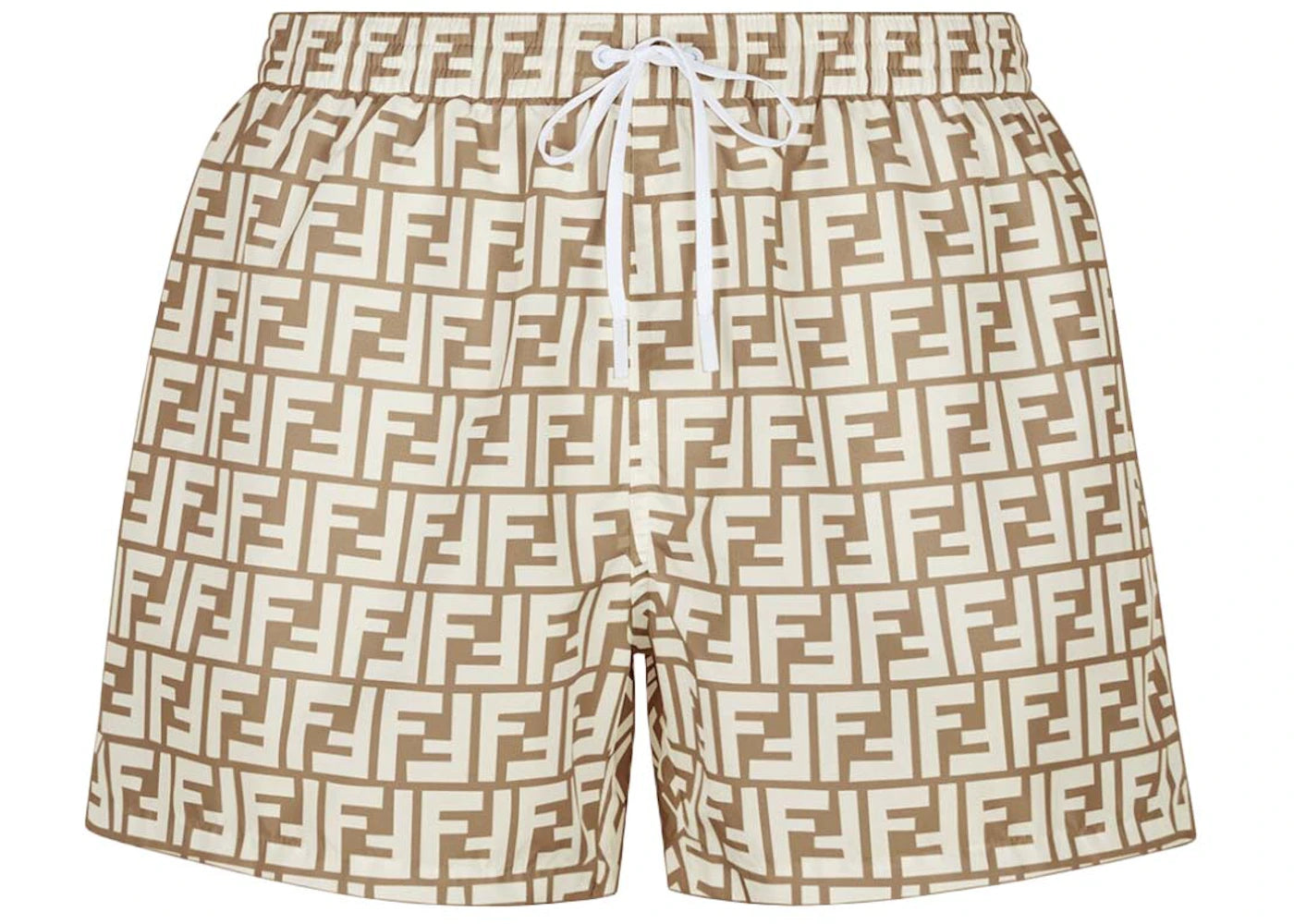 Fendi Fabric Swim Shorts Beige