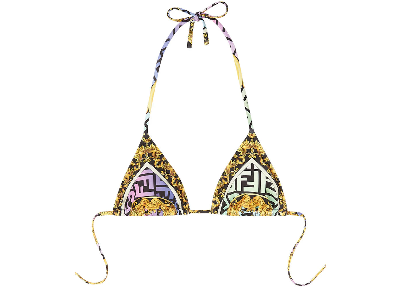 Fendi Fendace Baroque Bikini Top Gold/Multi