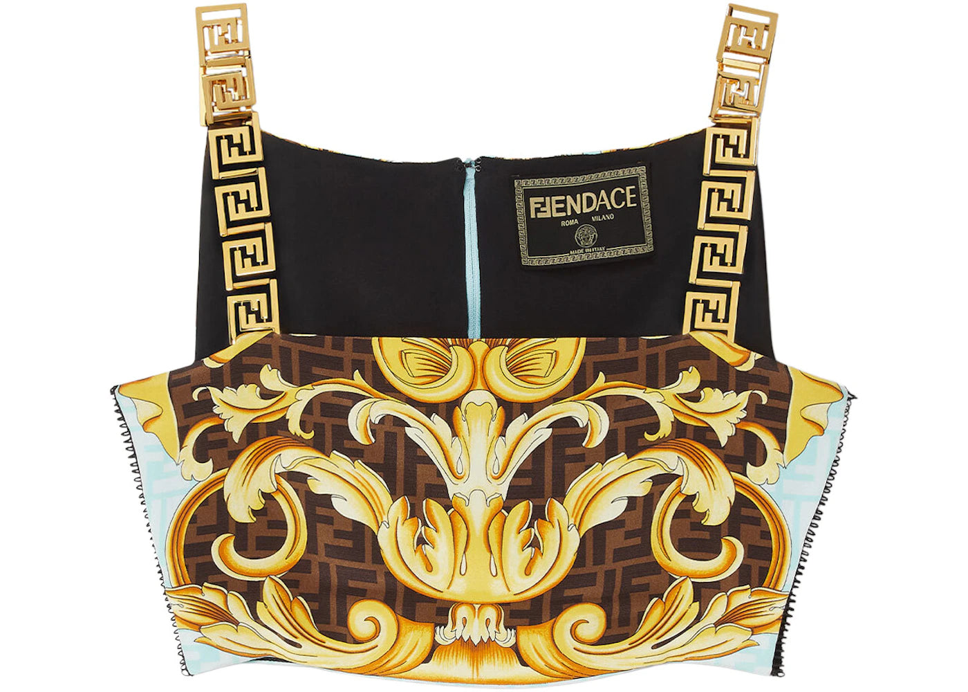 Fendi Fendace Baroque Bralette Top Gold/Blue