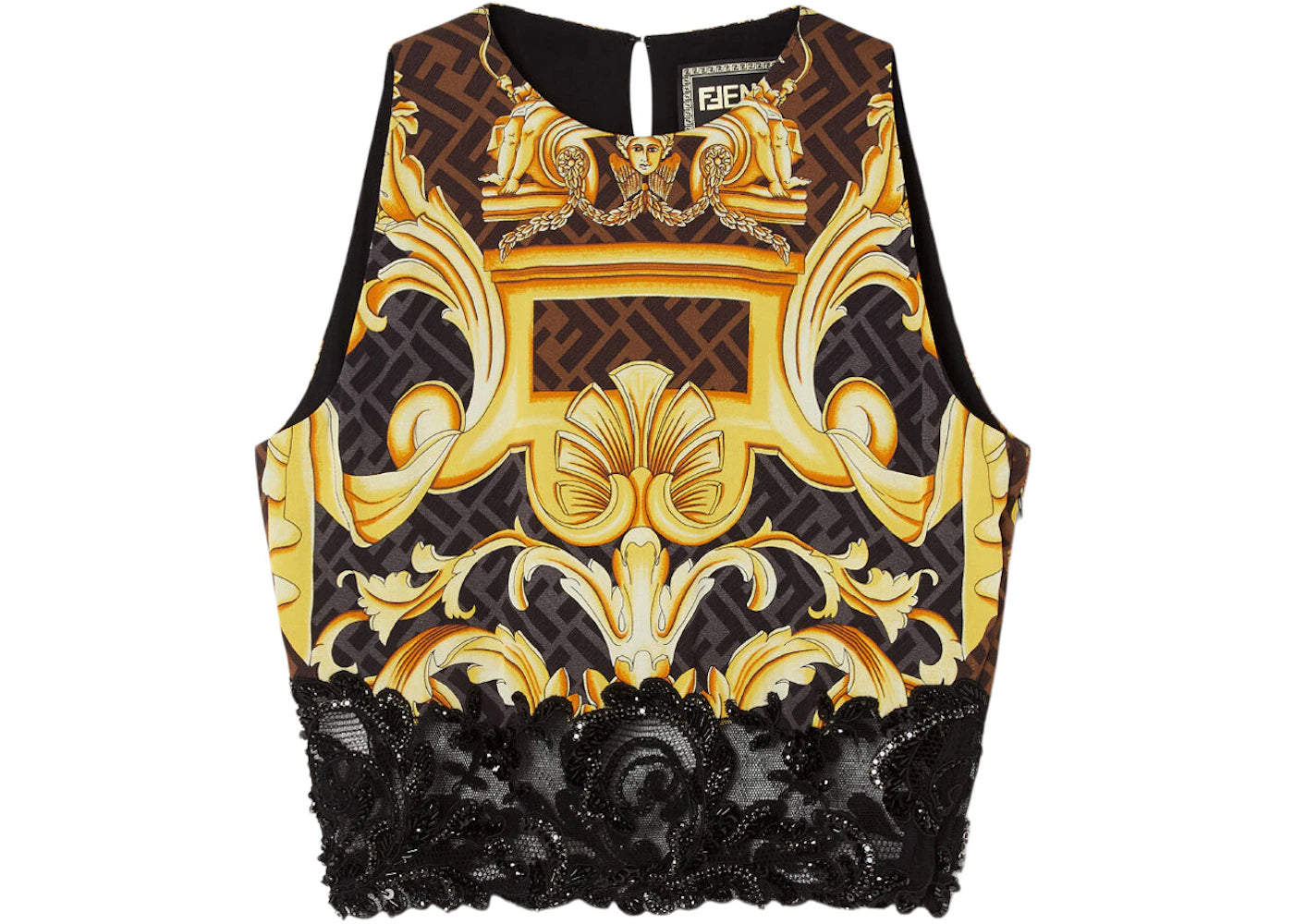 Fendi Fendace Baroque Crop Top Gold/Black