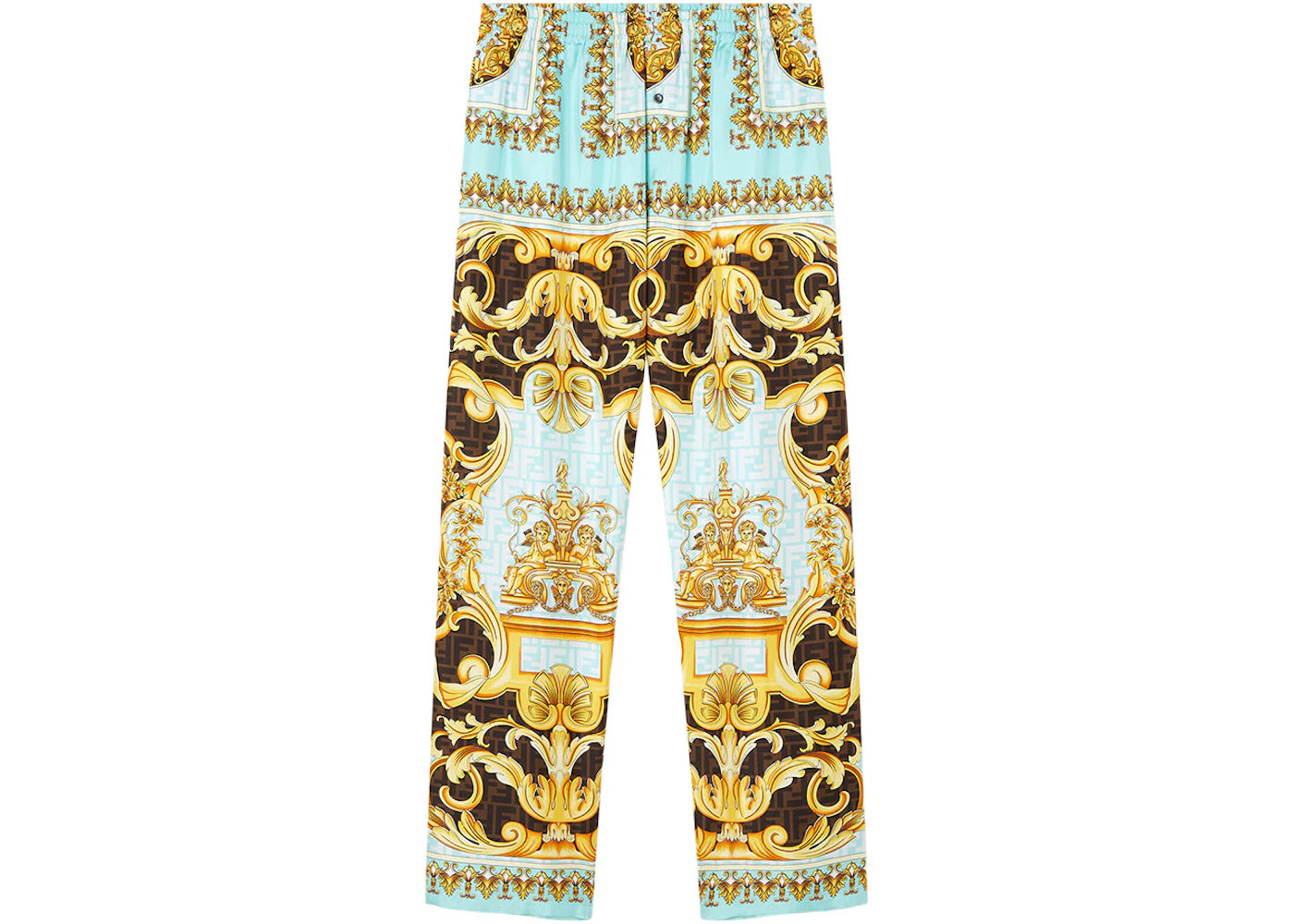 Fendi Fendace Baroque Mens Pyjama Bottoms Gold/Blue