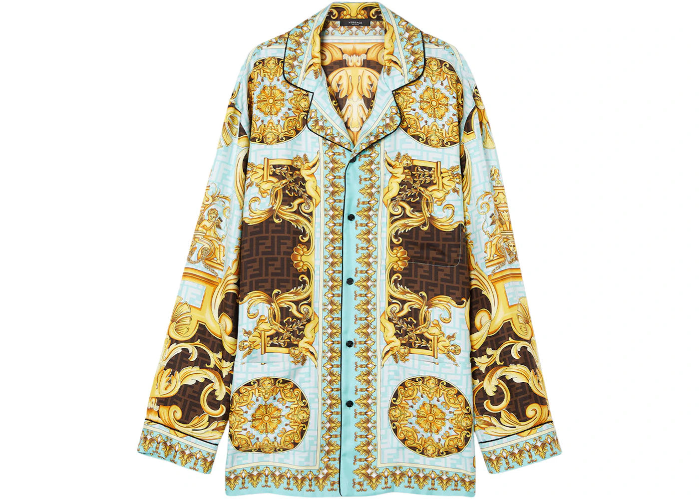 Fendi Fendace Baroque Mens Pyjama Top Gold/Blue