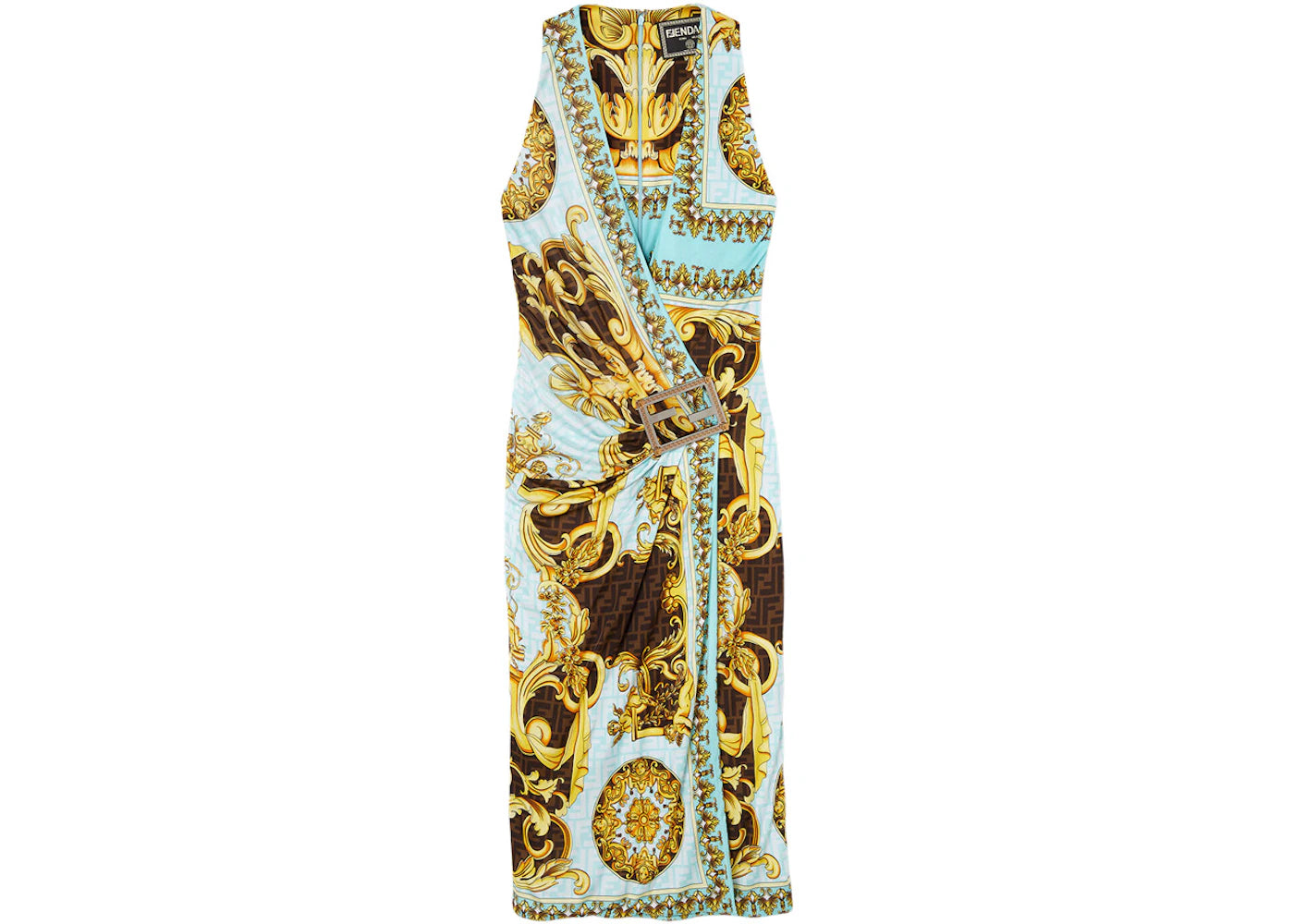 Fendi Fendace Baroque Midi Dress Gold