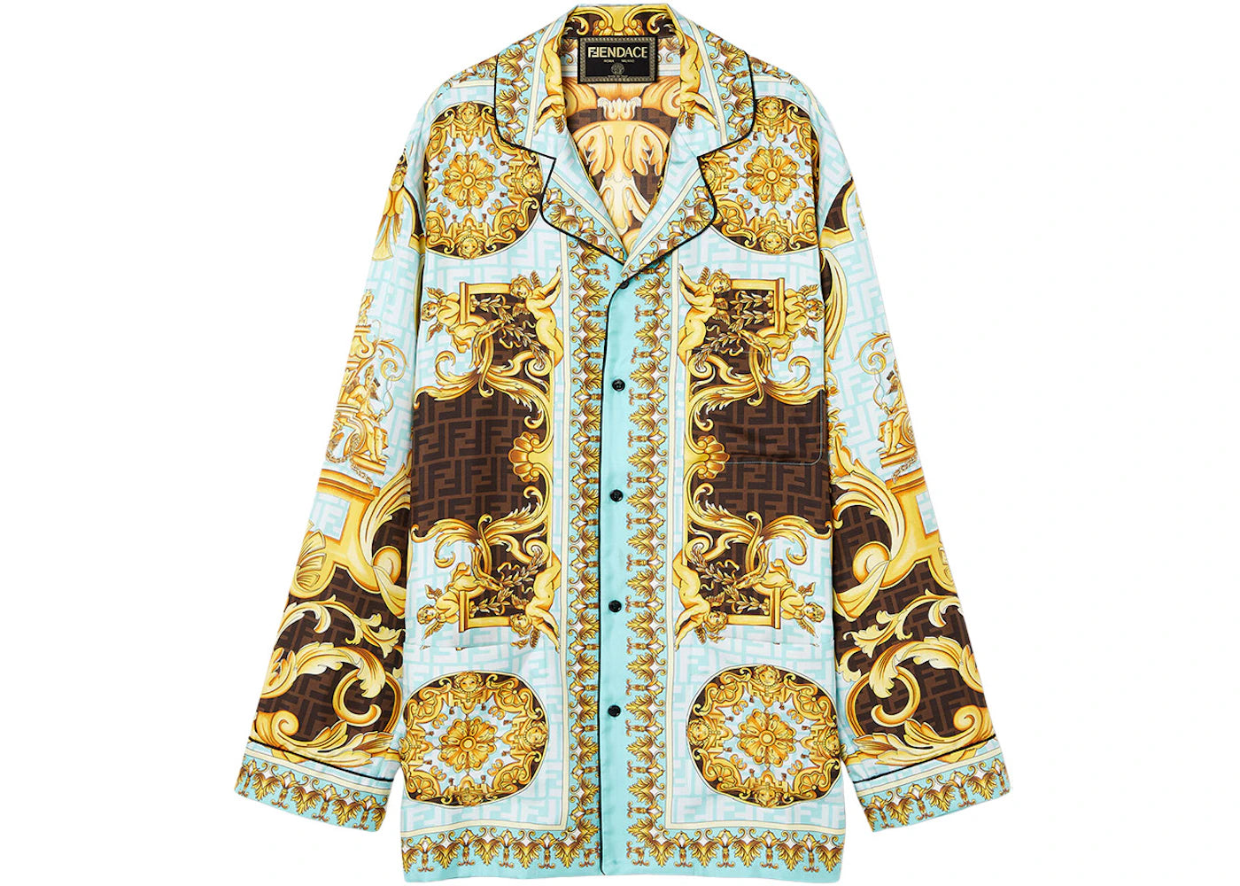 Fendi Fendace Baroque Pyjama Top Gold/Blue