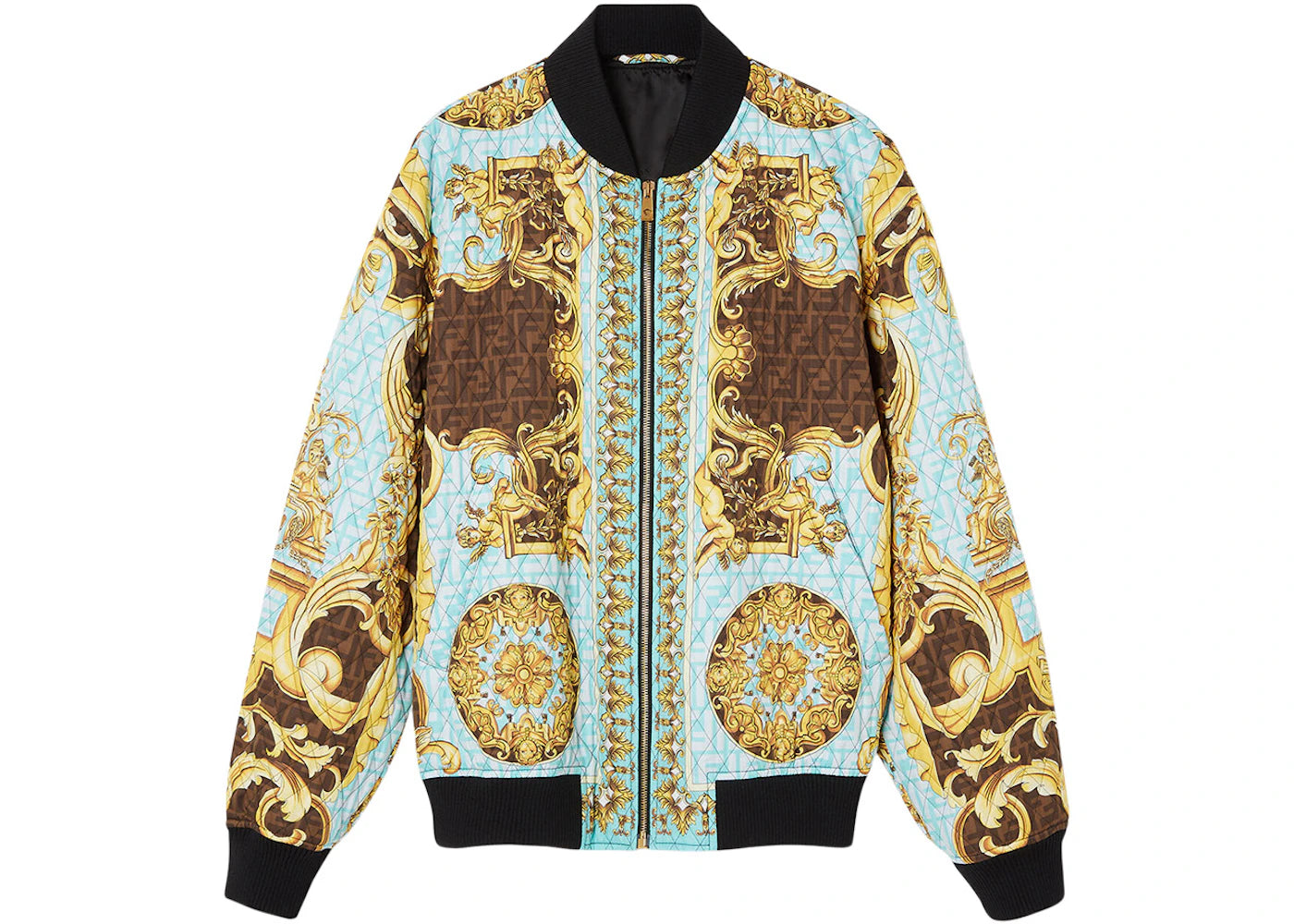 Fendi Fendace Baroque Quilted Jacket Gold