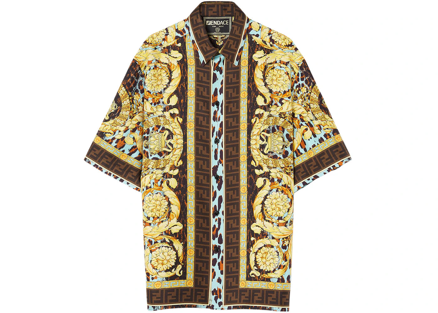 Fendi Fendace Baroque Silk (SS) Shirt Gold/Blue