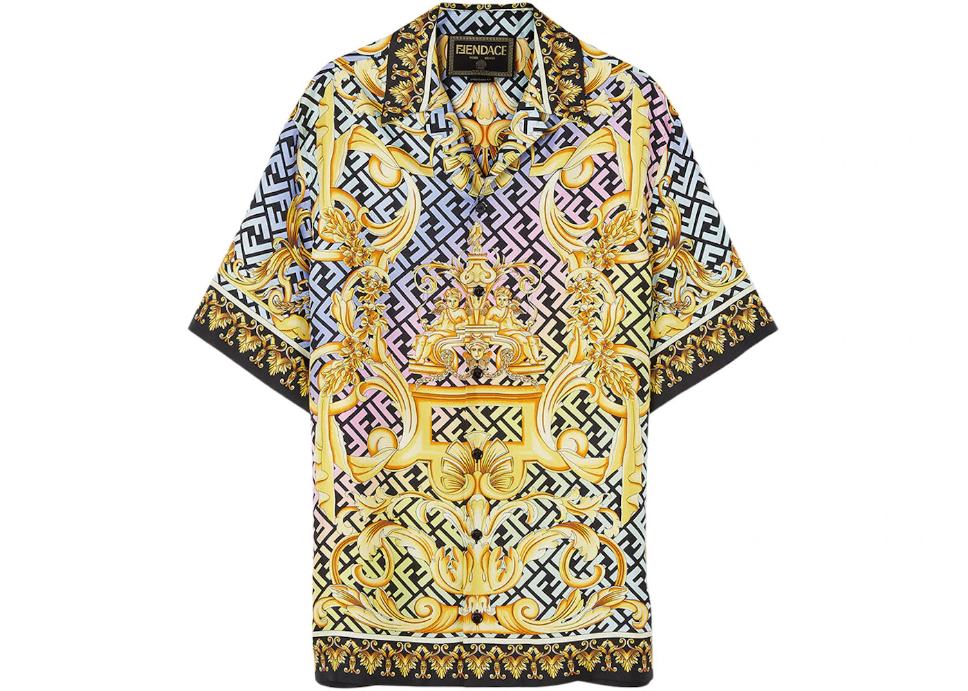 Fendi Fendace Baroque Silk Shirt Gold/Multi