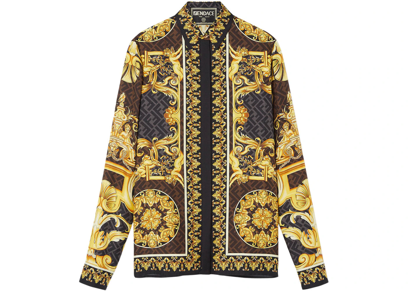 Fendi Fendace Baroque Silk Shirt Gold