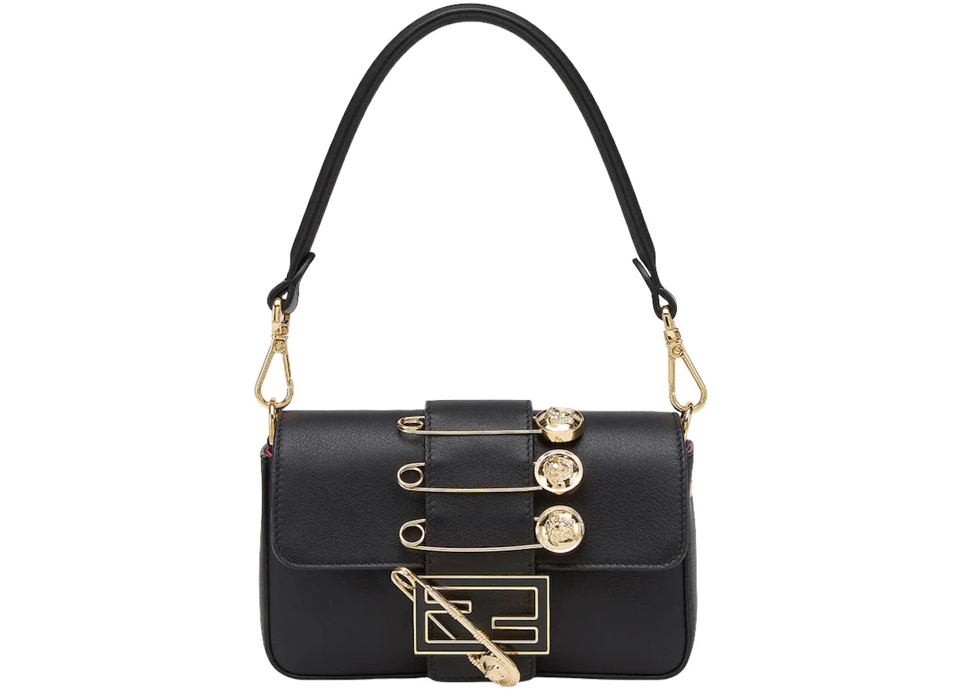 Fendi Fendace Brooch Mini Baguette Black