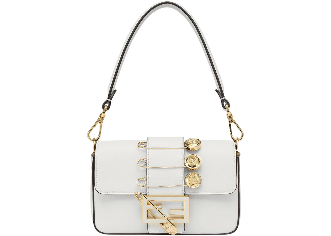 Fendi Fendace Brooch Mini Baguette White