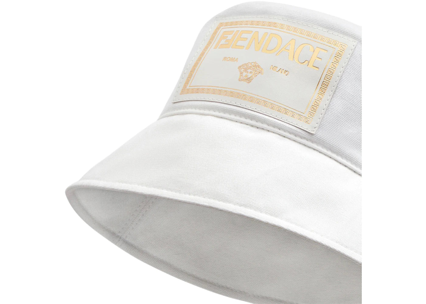 Fendi Fendace Canvas Logo Bucket Hat White