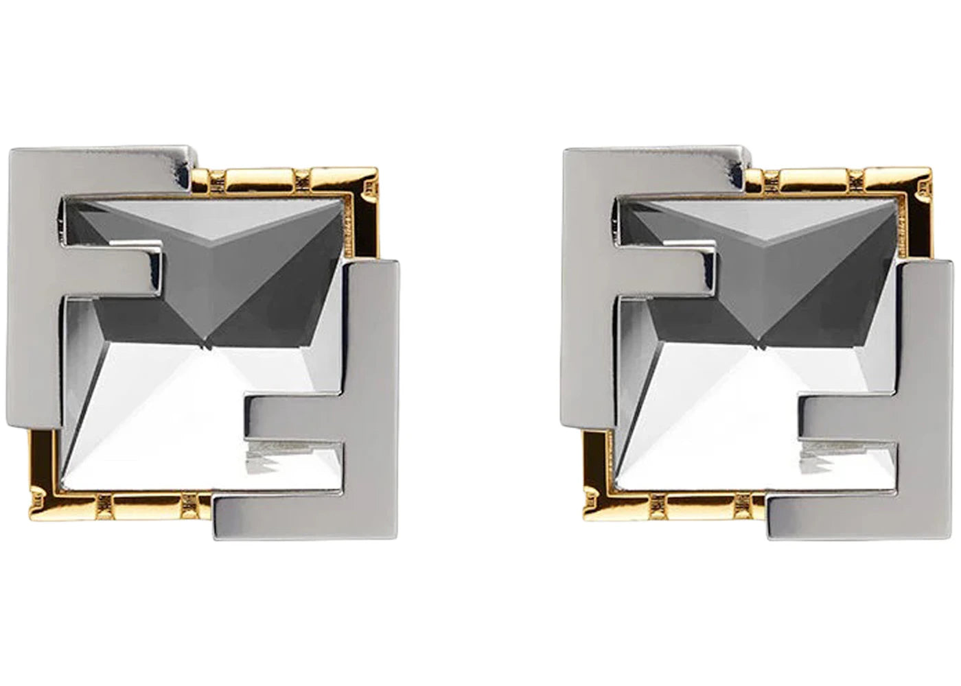 Fendi Fendace Crystal Earrings Brass/Versace Gold