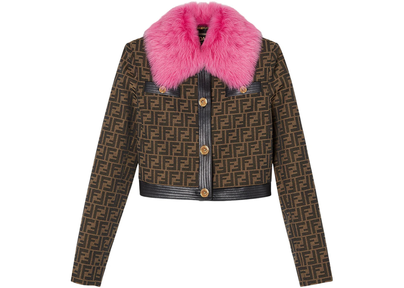 Fendi Fendace FF Faux Fur Jacket Brown/Pink