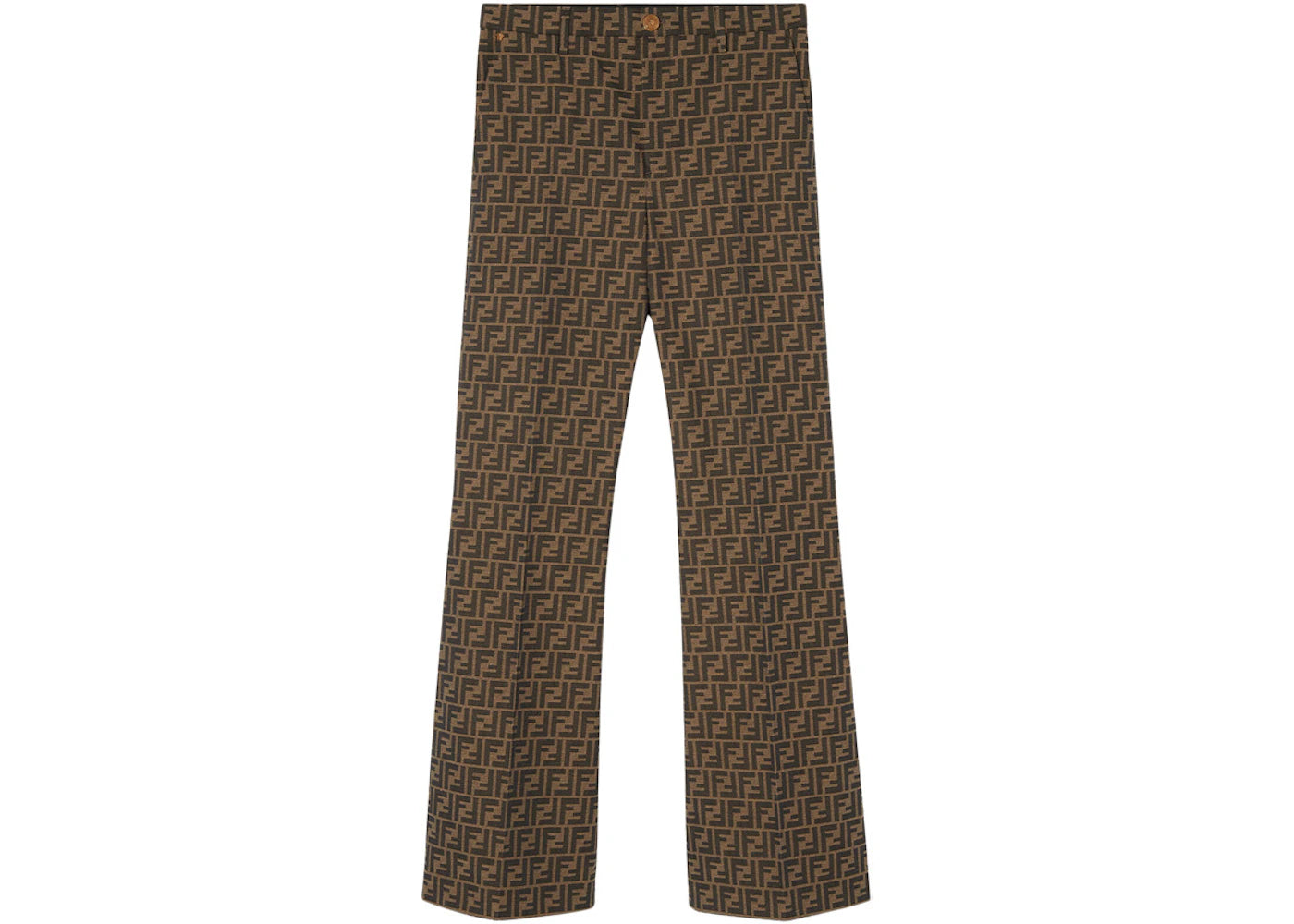 Fendi Fendace FF Flared Jacquard Mens Pants Brown