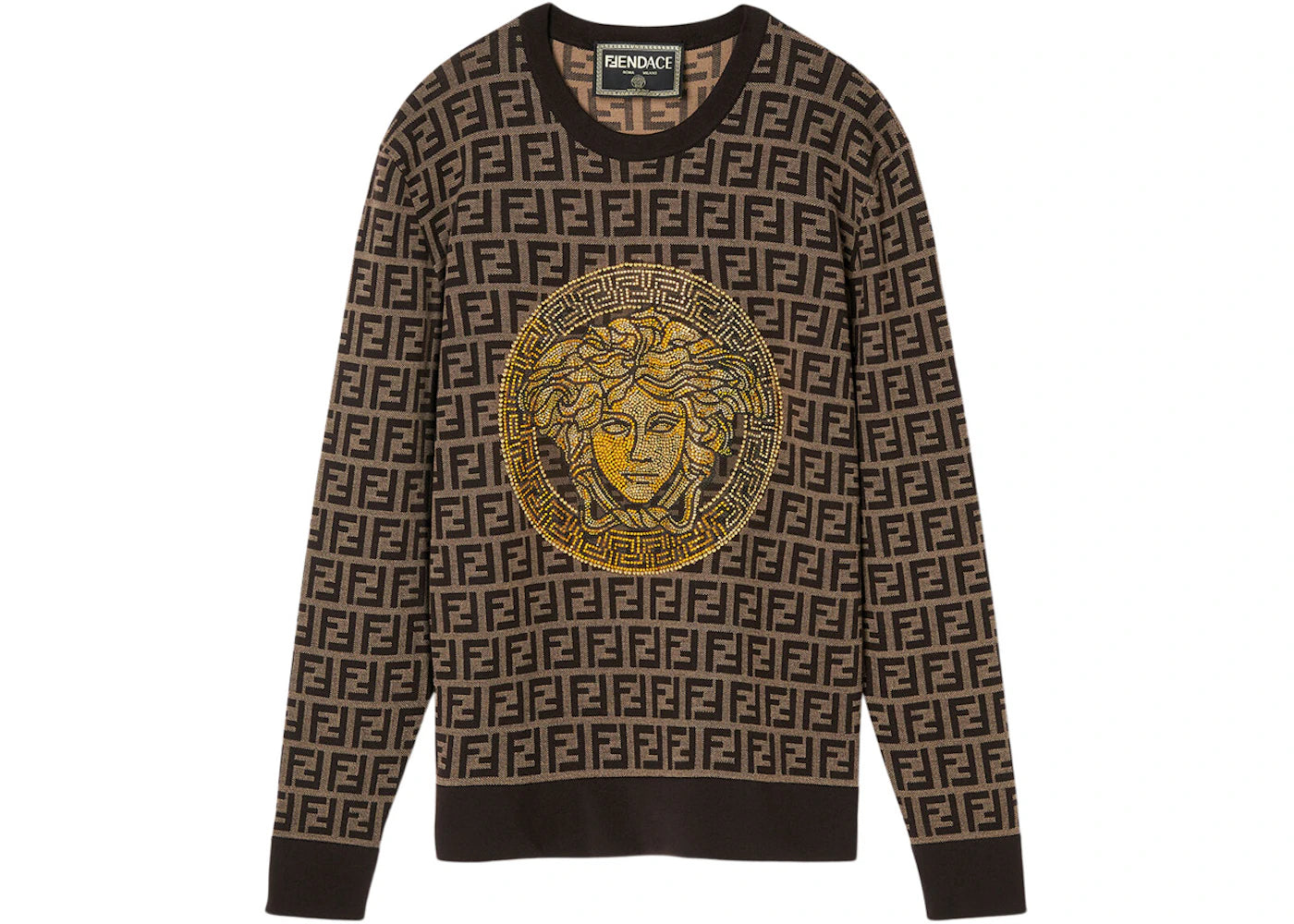 Fendi Fendace FF Mens Jumper Brown/Gold