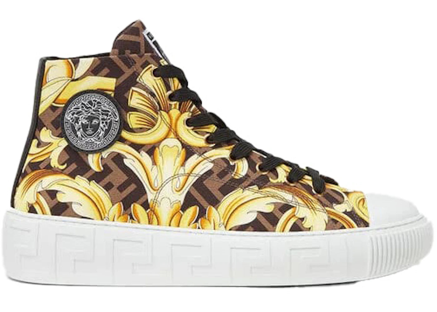 Fendi Fendace Gold Baroque Greca High Top