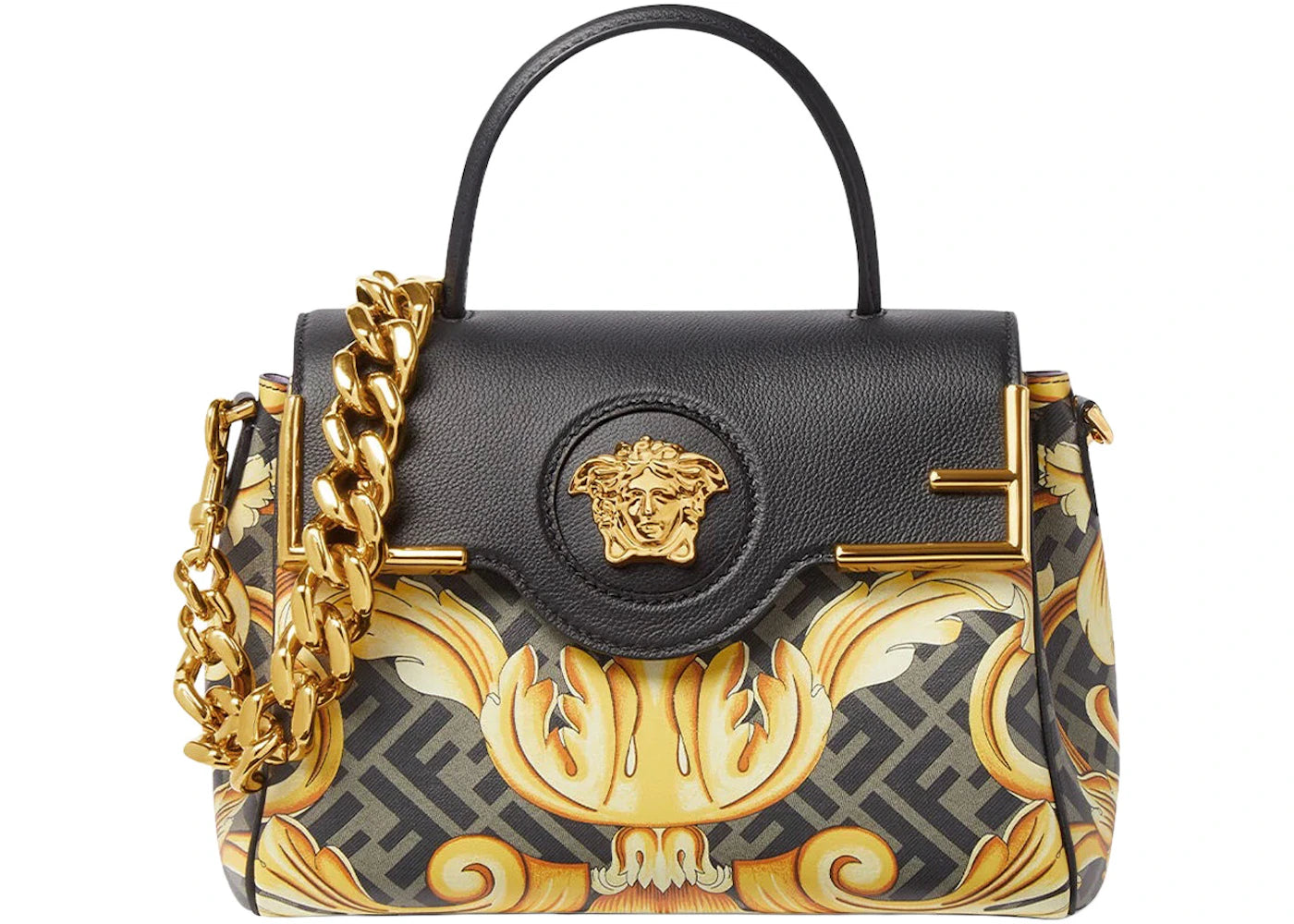 Fendi Fendace La Medusa Medium Handbag Gold Baroque