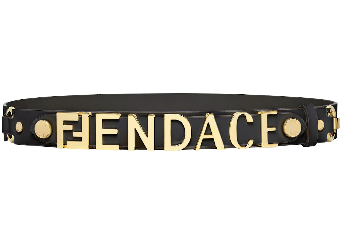 Fendi Fendace Leather Logo Belt Black