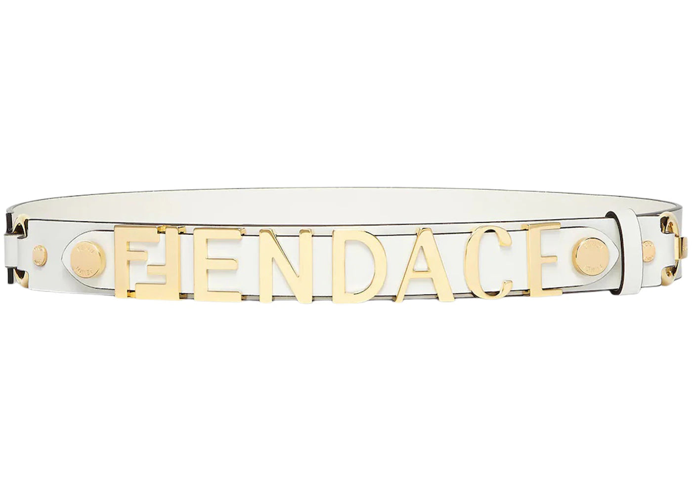 Fendi Fendace Leather Logo Belt White