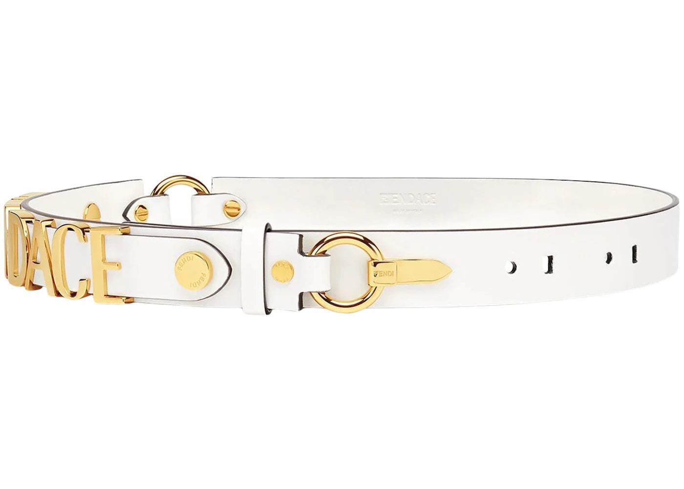 Fendi Fendace Logo Belt White/Gold