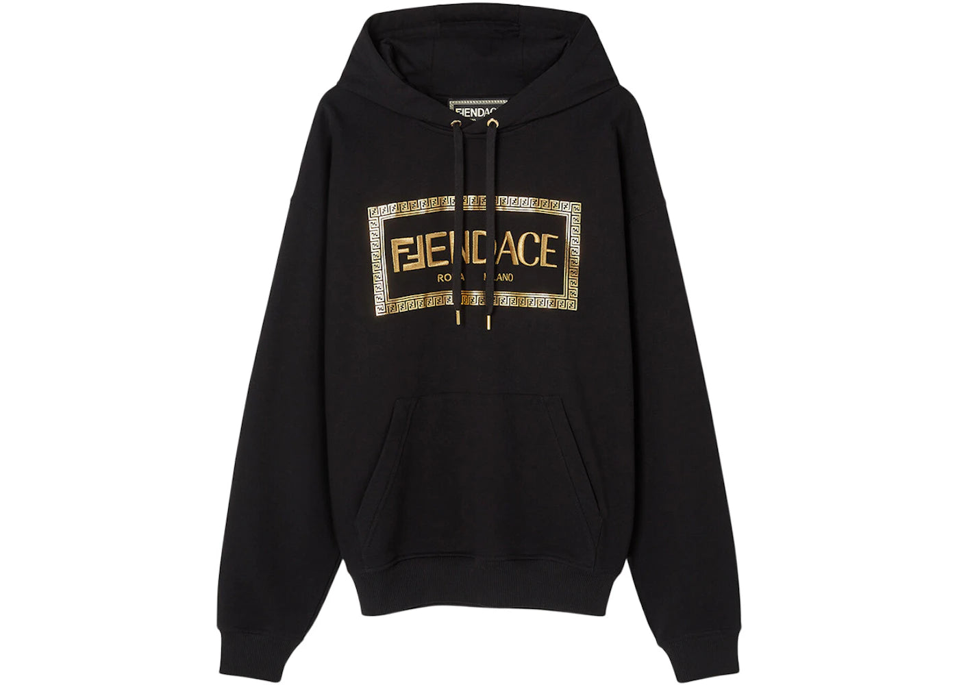 Fendi Fendace Logo Mens Hoodie Black/Gold