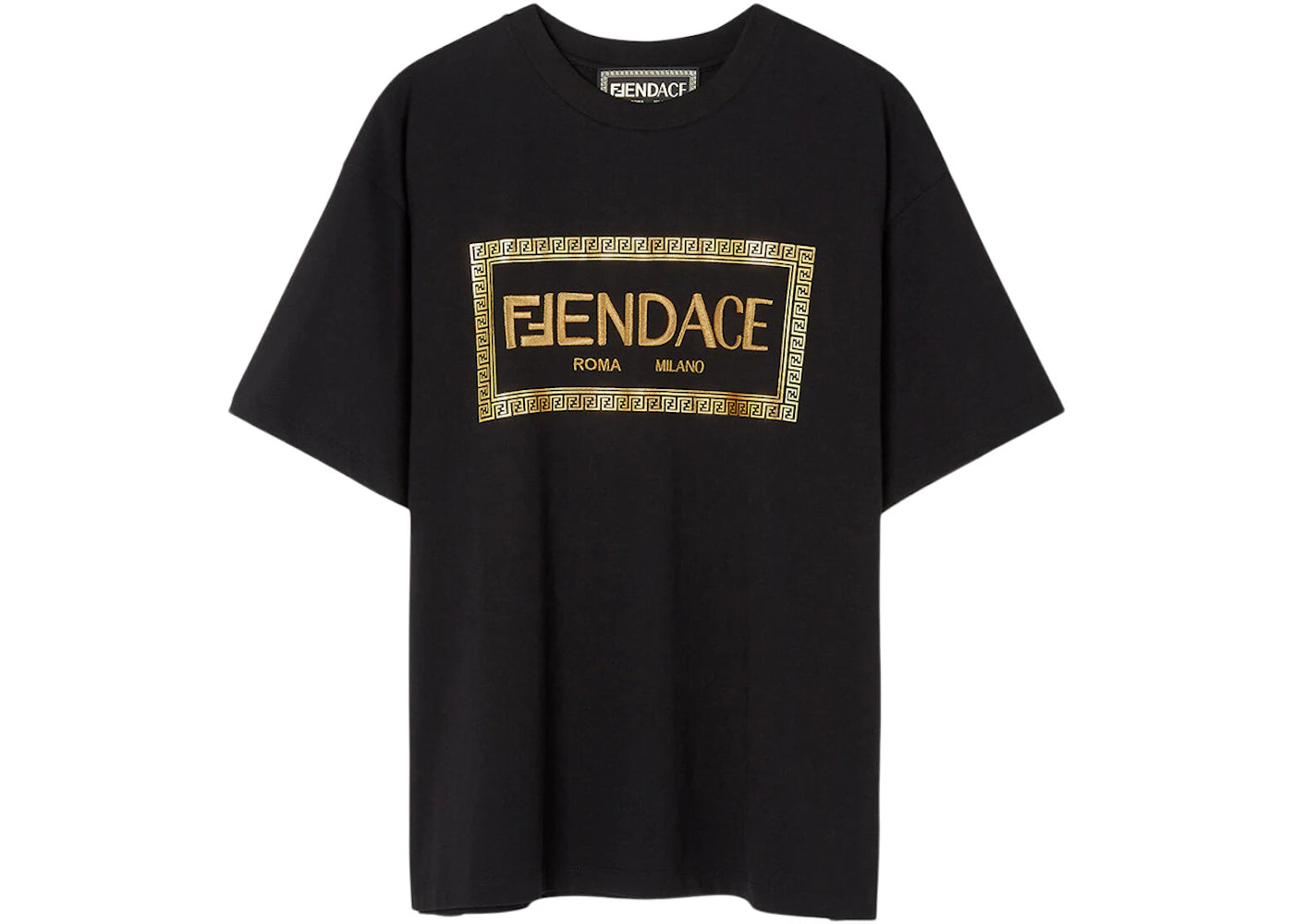 Fendi Fendace Logo Mens T-shirt Black/Gold