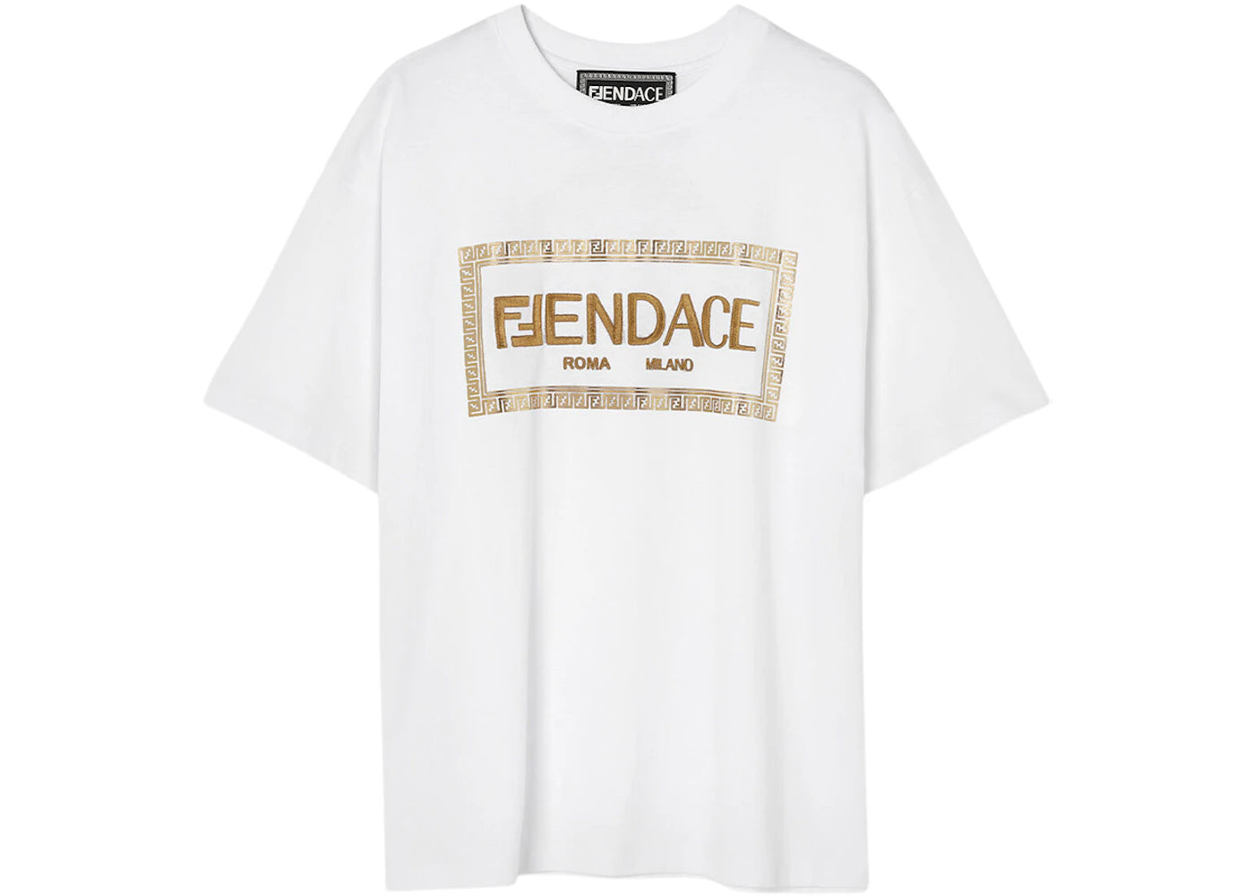 Fendi Fendace Logo Mens T-shirt White/Gold