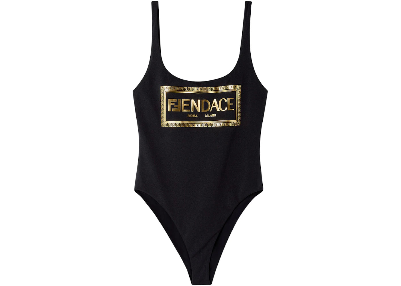 Fendi Fendace Logo One-Piece Swimsuit Black/Gold