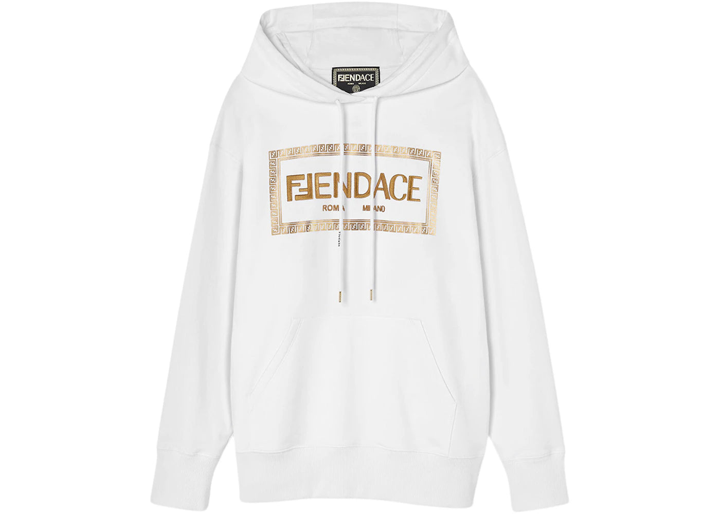 Fendi Fendace Logo Womens Hoodie White/Gold