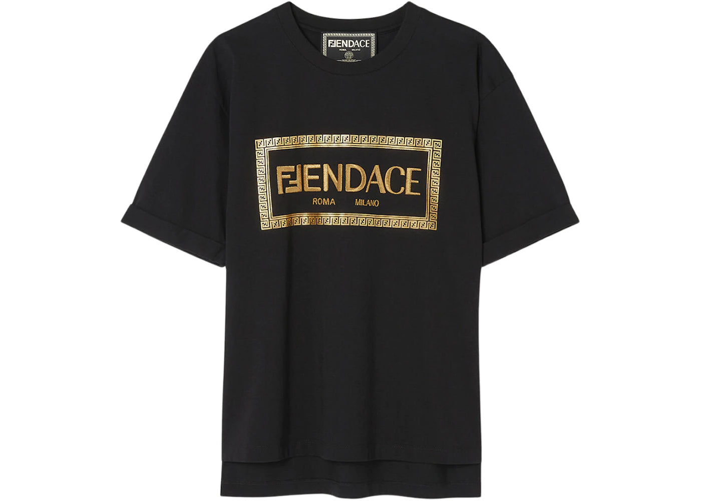 Fendi Fendace Logo Womens T-shirt Black/Gold