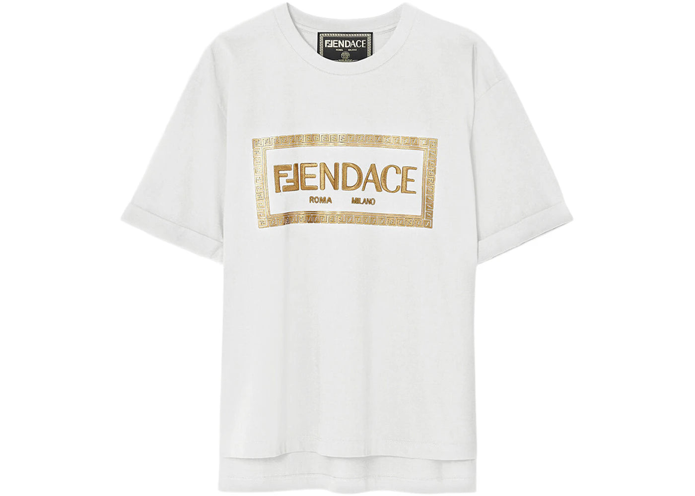 Fendi Fendace Logo Womens T-shirt White/Gold