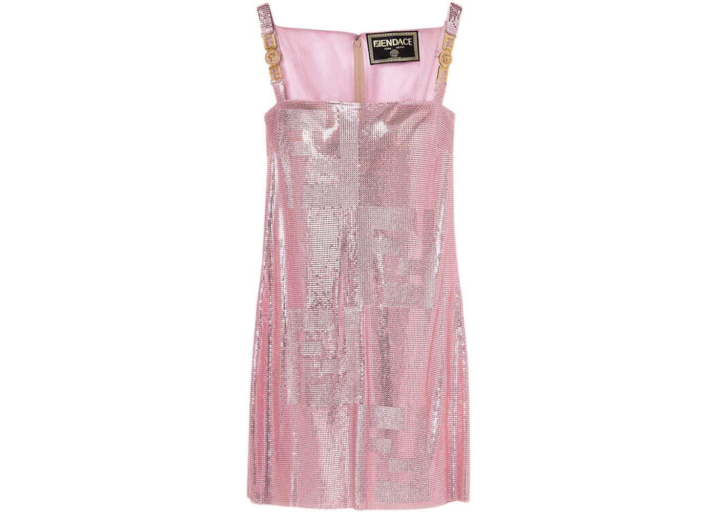 Fendi Fendace Metal Mesh Mini Dress Pink