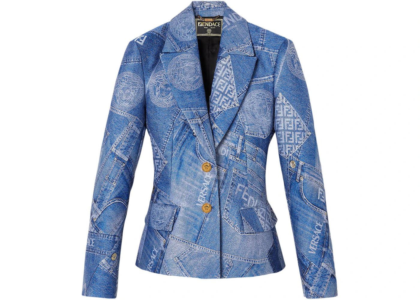 Fendi Fendace Patchwork Blazer Denim