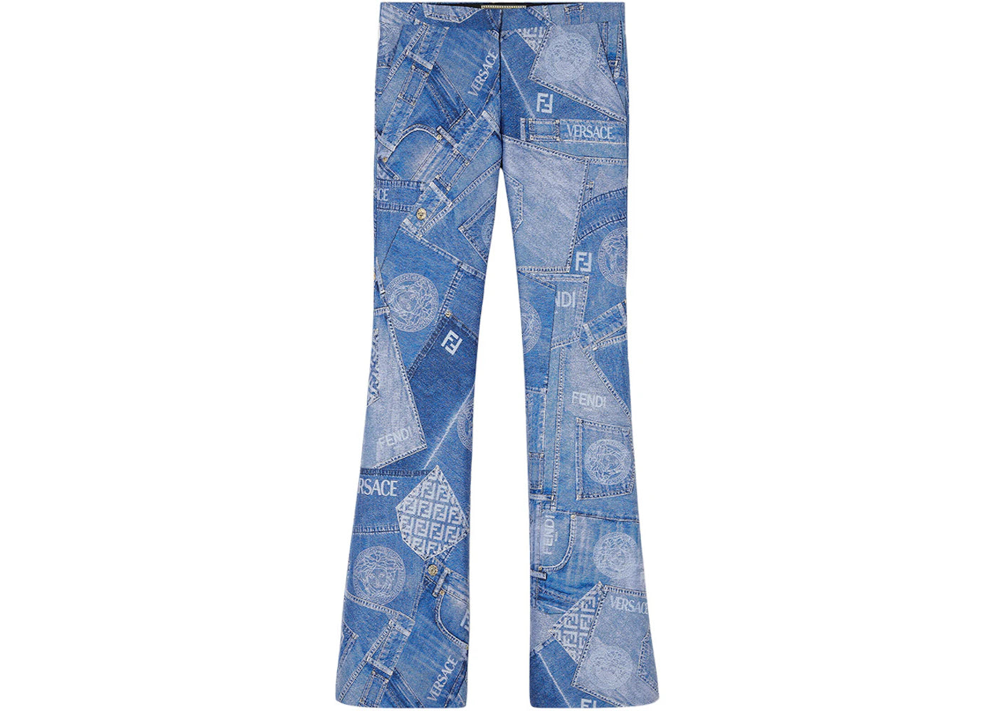 Fendi Fendace Patchwork Flared Pants Denim