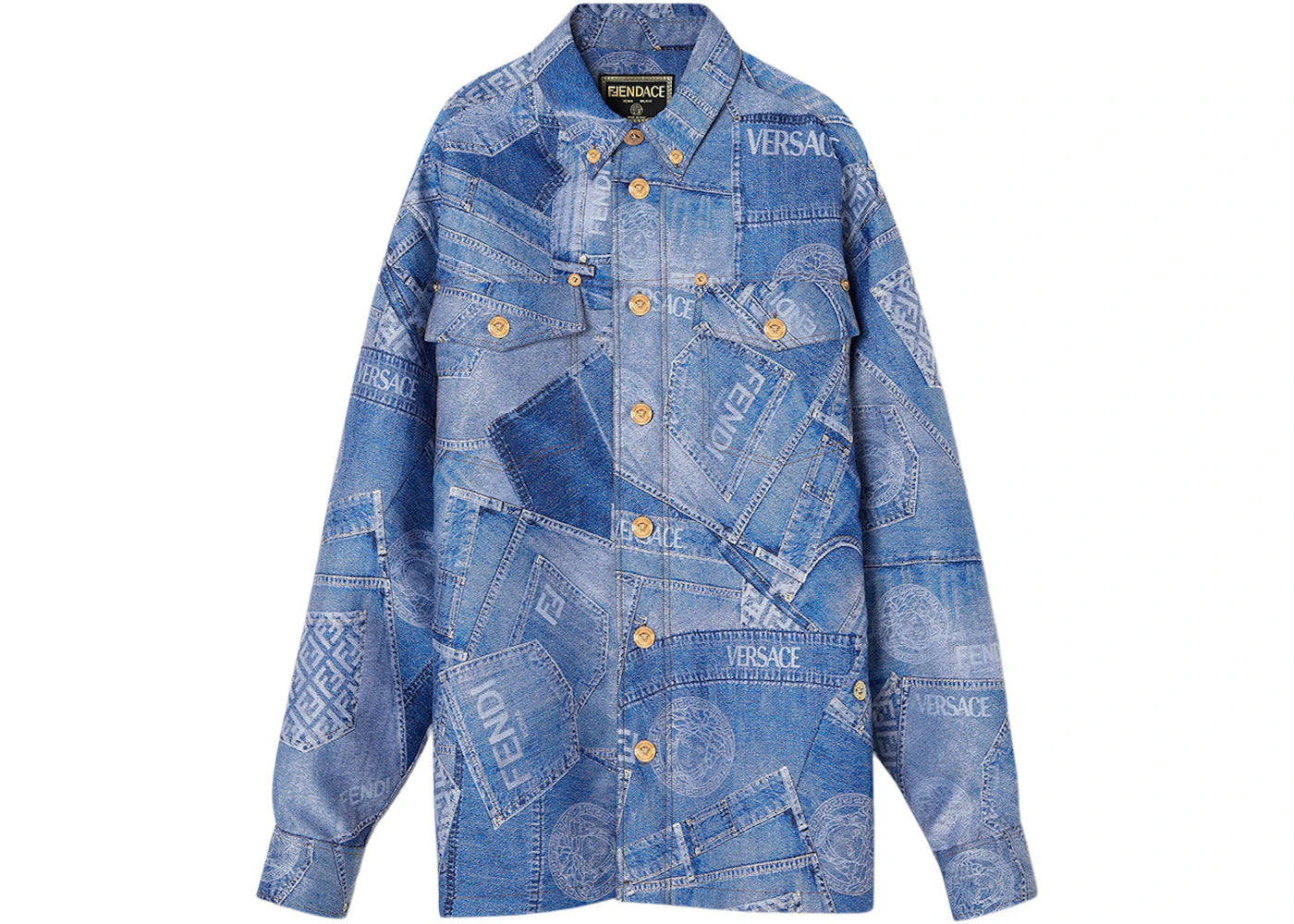 Fendi Fendace Patchwork Jacquard Jacket Denim