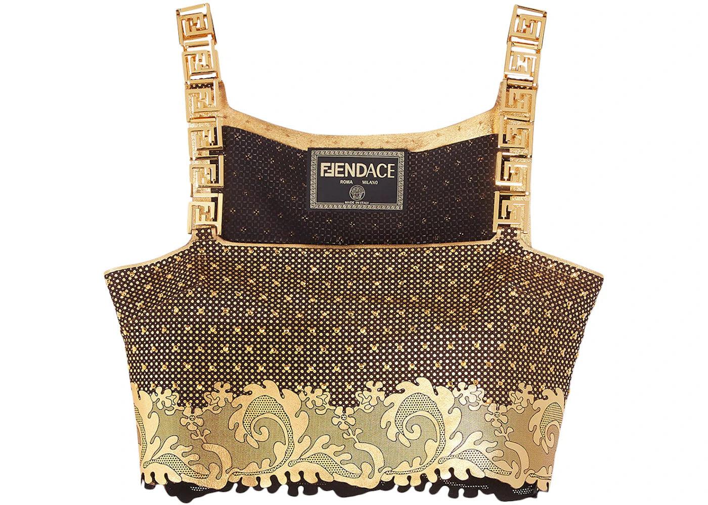 Fendi Fendace Studded Bralette Top Gold/Brown