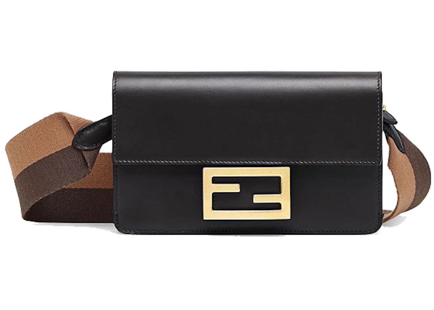 Fendi Flat Baguette Crossbody Bag Mini Black