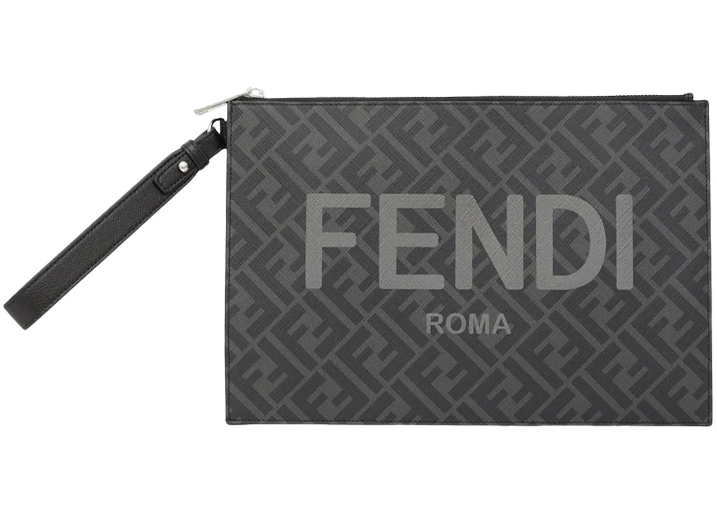 Fendi Flat Pouch FF Monogram Black/Gray