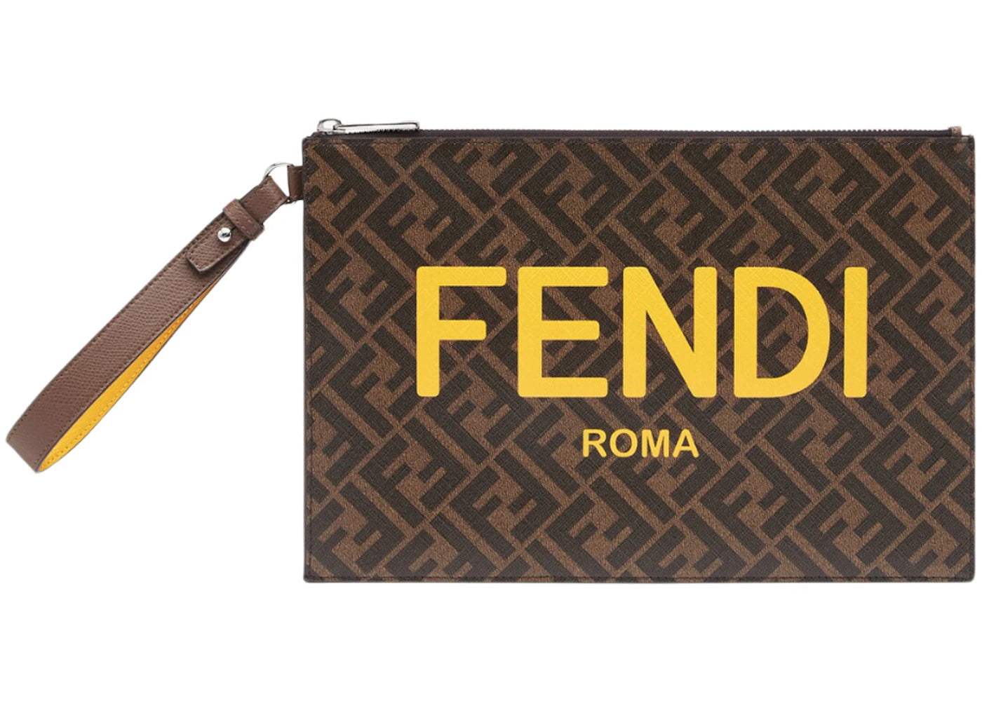 Fendi Flat Pouch FF Monogram Brown/Yellow