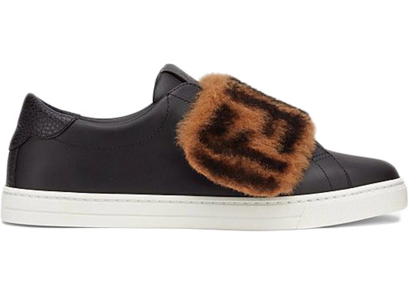 Fendi Fur Strap Slip On Black Brown (Women's)